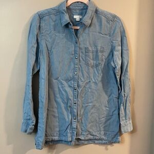J Jill Long Sleeve Tencel Lyocell Chambray Button Down